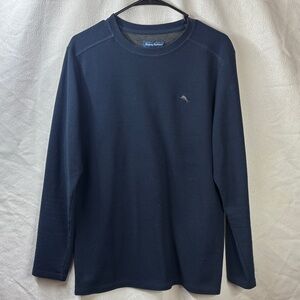 Tommy Bahama Navy Long Sleeve Textured Knit Tee Shirt Men’s Medium